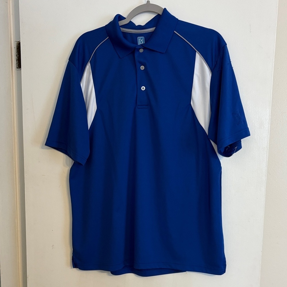 PGA Tour Men's Royal Blue Polo with White Panels